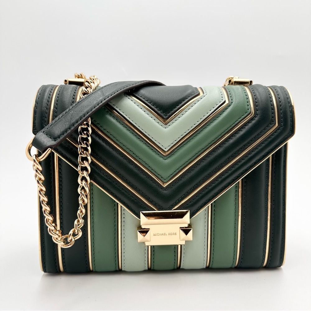 MICHAEL KORS Whitney Large Quilted Tri-Color Leather Convertible Shoulder Bag